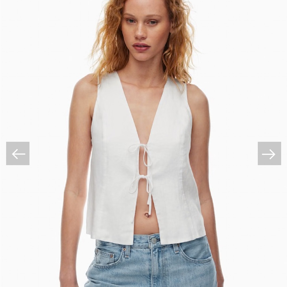 Aritzia White Linen Tie-Front Tank